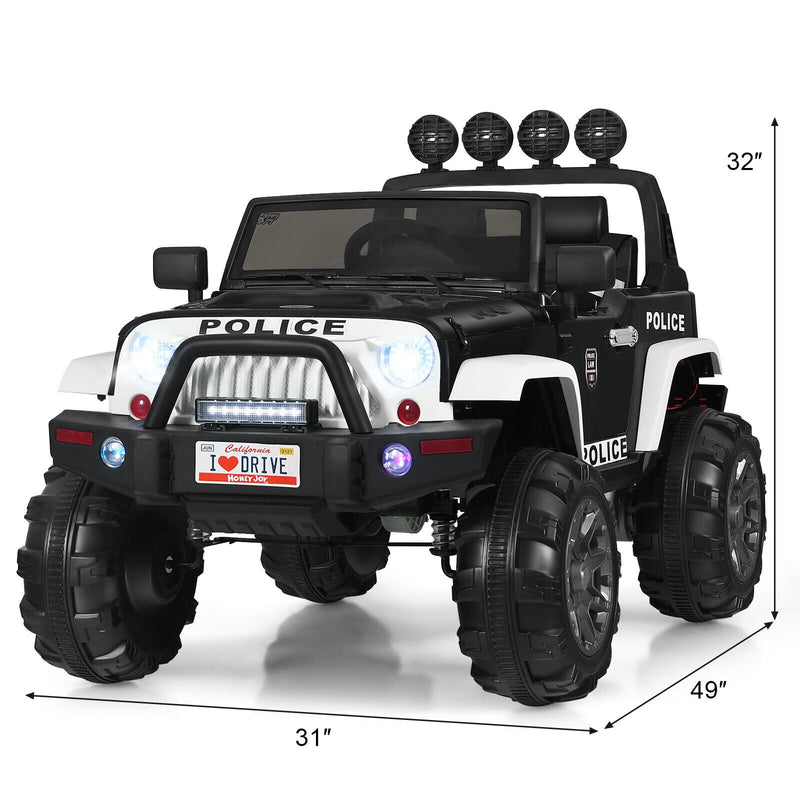Adventure-Ready 12V Kids Ride On Truck with RC Control, Spring Suspension, Lights, Music, and Trunk