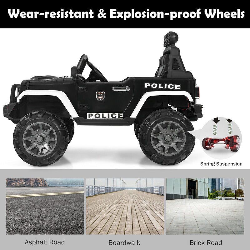 Adventure-Ready 12V Kids Ride On Truck with RC Control, Spring Suspension, Lights, Music, and Trunk