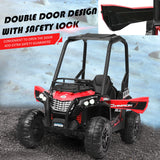 Adventure-Ready 12V Off-Road UTV Truck for Kids with RC Control, MP3 Player, and Lights - Red