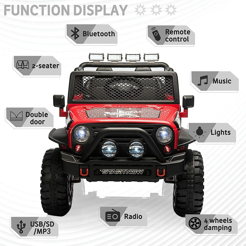 Adventure-Ready 2 Seater Electric Ride-On Jeep for Kids with Remote Control