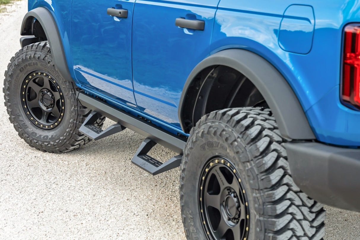 Rough Country SRX2 Adjustable Aluminum Side Steps 4-Door Ford Bronco 4WD 2021-2026 51029