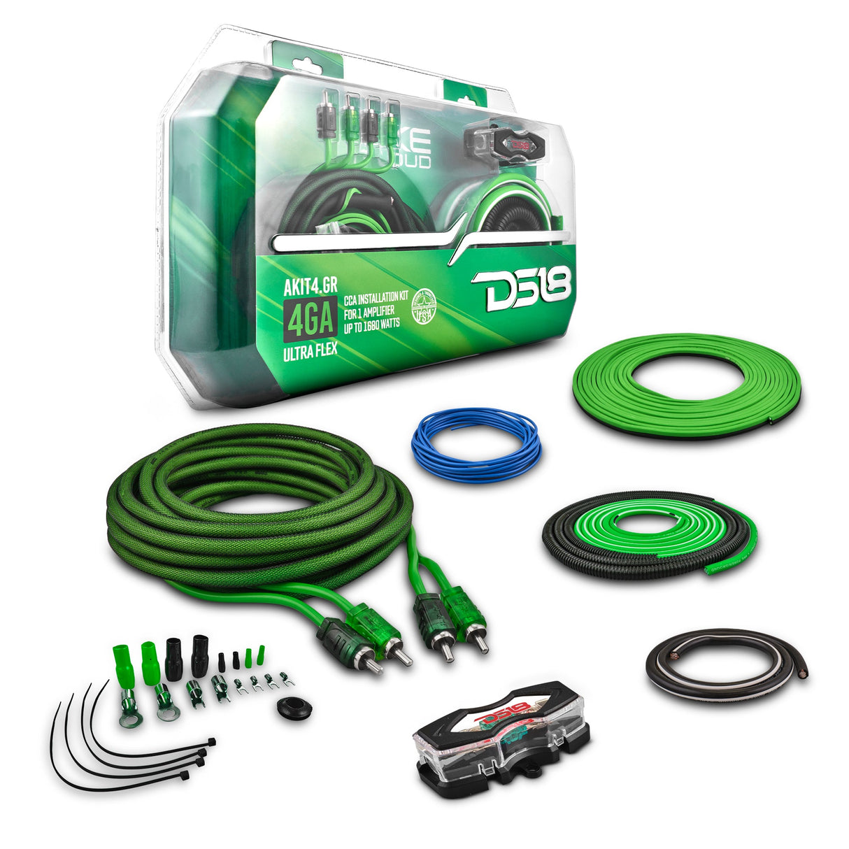 4-GA Amplifier Installation Wiring Kit - Green DS18