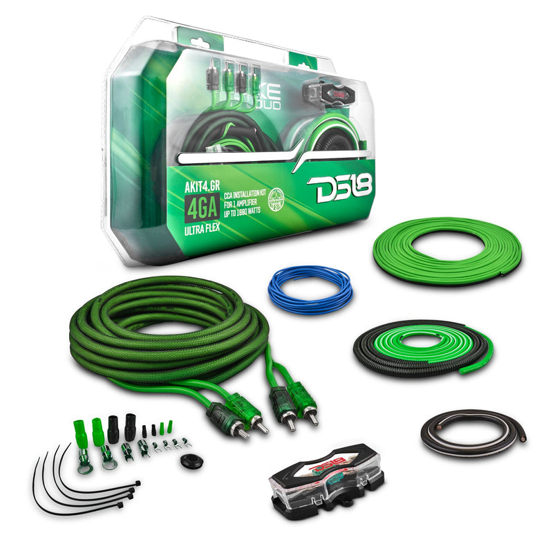 4-GA Amplifier Installation Wiring Kit - Green