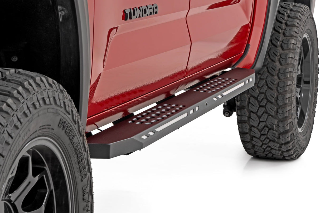 Rough Country AC2 Running Boards Amber/White for 2022-2026 Toyota Tundra CrewMax