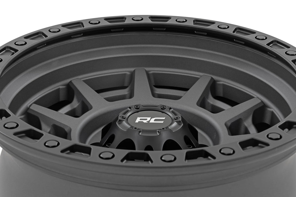 Rough Country 85 Series Wheel Simulated Beadlock | Gunmetal Gray/Black | 17x9 | 6x5.5 |+25mm