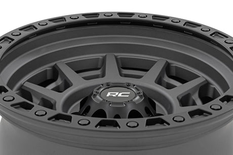 Rough Country 85 Series Wheel Simulated Beadlock | Gunmetal Gray/Black | 17x9 | 6x5.5 |+25mm