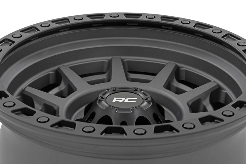 Rough Country 85 Series Wheel Simulated Beadlock | Gunmetal Gray/Black | 17x9 | 6x5.5 |+25mm