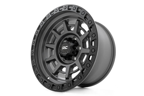 Rough Country 85 Series Wheel Simulated Beadlock | Gunmetal Gray/Black | 17x9 | 6x5.5 |+25mm