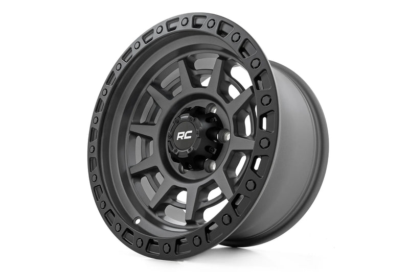 Rough Country 85 Series Wheel Simulated Beadlock | Gunmetal Gray/Black | 17x9 | 6x5.5 |+25mm