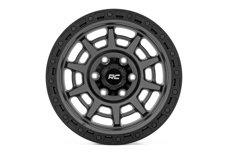 Rough Country 85 Series Wheel Simulated Beadlock | Gunmetal Gray/Black | 17x9 | 6x5.5 |+25mm