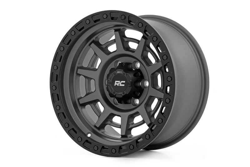 Rough Country 85 Series Wheel Simulated Beadlock | Gunmetal Gray/Black | 17x9 | 6x5.5 |+25mm