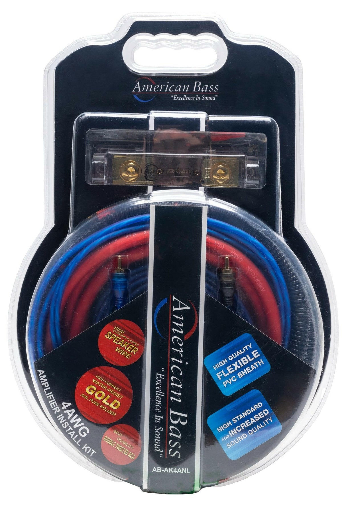 American Bass 4 Gauge Complete CCA (Copper Clad Aluminum) Amplifier Wiring Kit - Car Audio Amp Install Kit with Power, Ground & RCA Cables