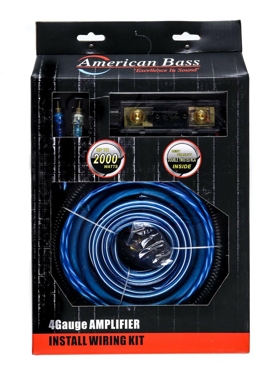 American Bass 4 Gauge Complete CCA (Copper Clad Aluminum) Amplifier Wiring Kit - Car Audio Amp Install Kit with Power, Ground & RCA Cables