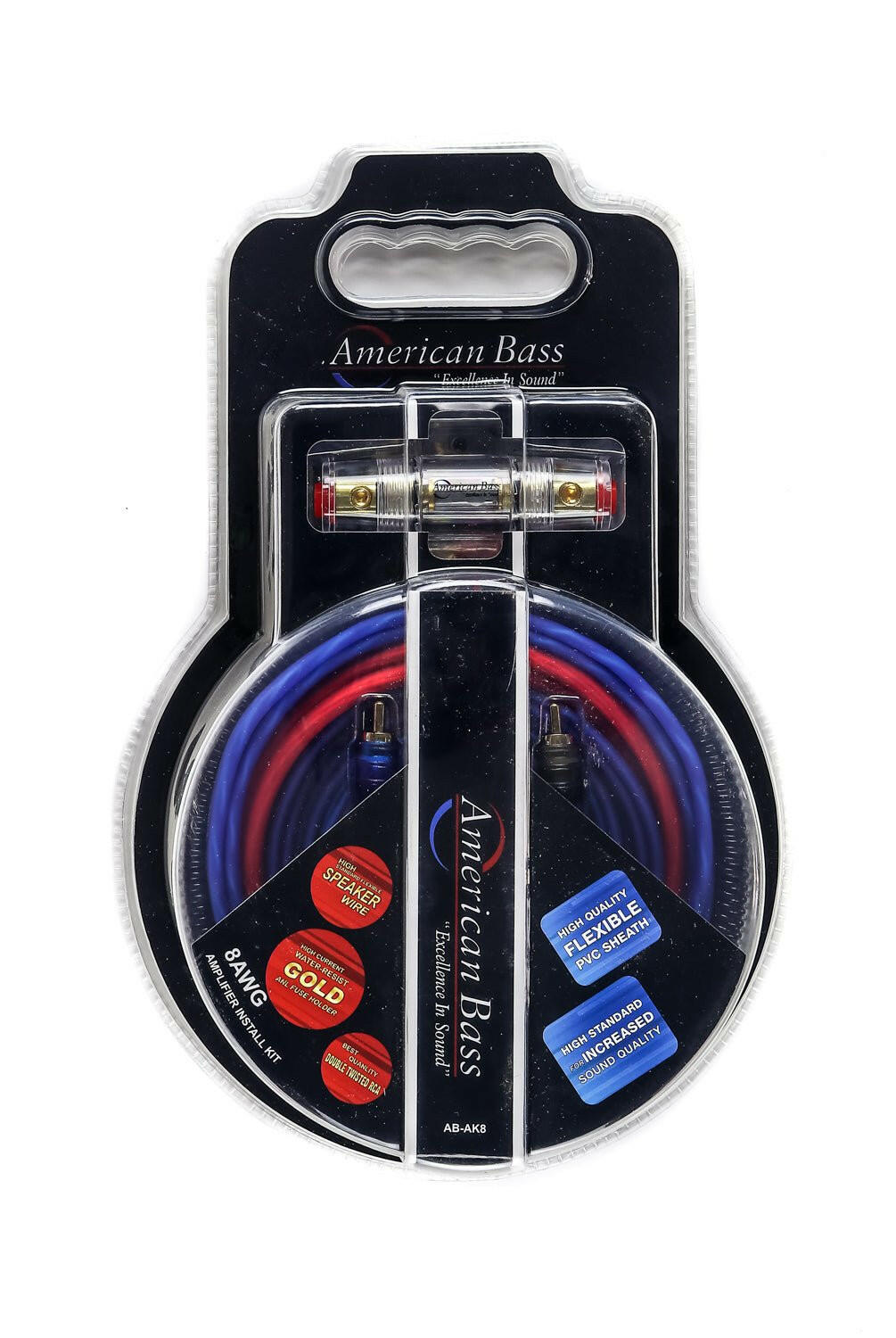 American Bass 8 Gauge Complete CCA (Copper Clad Aluminum) Amplifier Wiring Kit - Car Audio Amp Install Kit with Power, Ground & RCA Cables