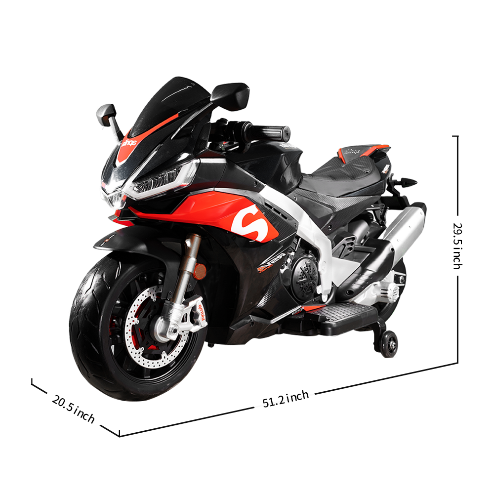 Aprilia 12V Electric Motorcycle for Kids - 2 Wheels, Ages 3-10