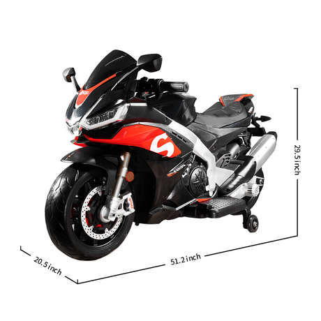 Aprilia 12V Electric Motorcycle for Kids - 2 Wheels, Ages 3-10