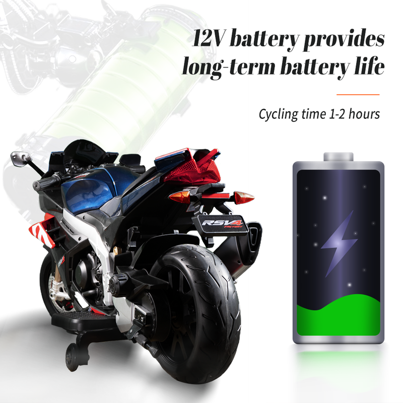 Aprilia 12V Electric Motorcycle for Kids - 2 Wheels, Ages 3-10