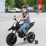 Aprilia Licensed Kids Ride On Motorcycle with 2 Training Wheels - Navy Blue