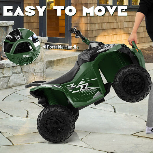 Army Green 12V Kids Ride On ATV with High/Low Speed and Comfortable Seat