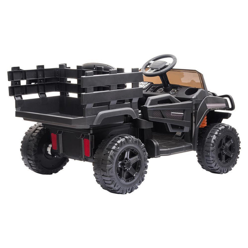 ASTM-Certified 12V Kids Ride On Tractor Truck with Battery, Lights, and Music - Black