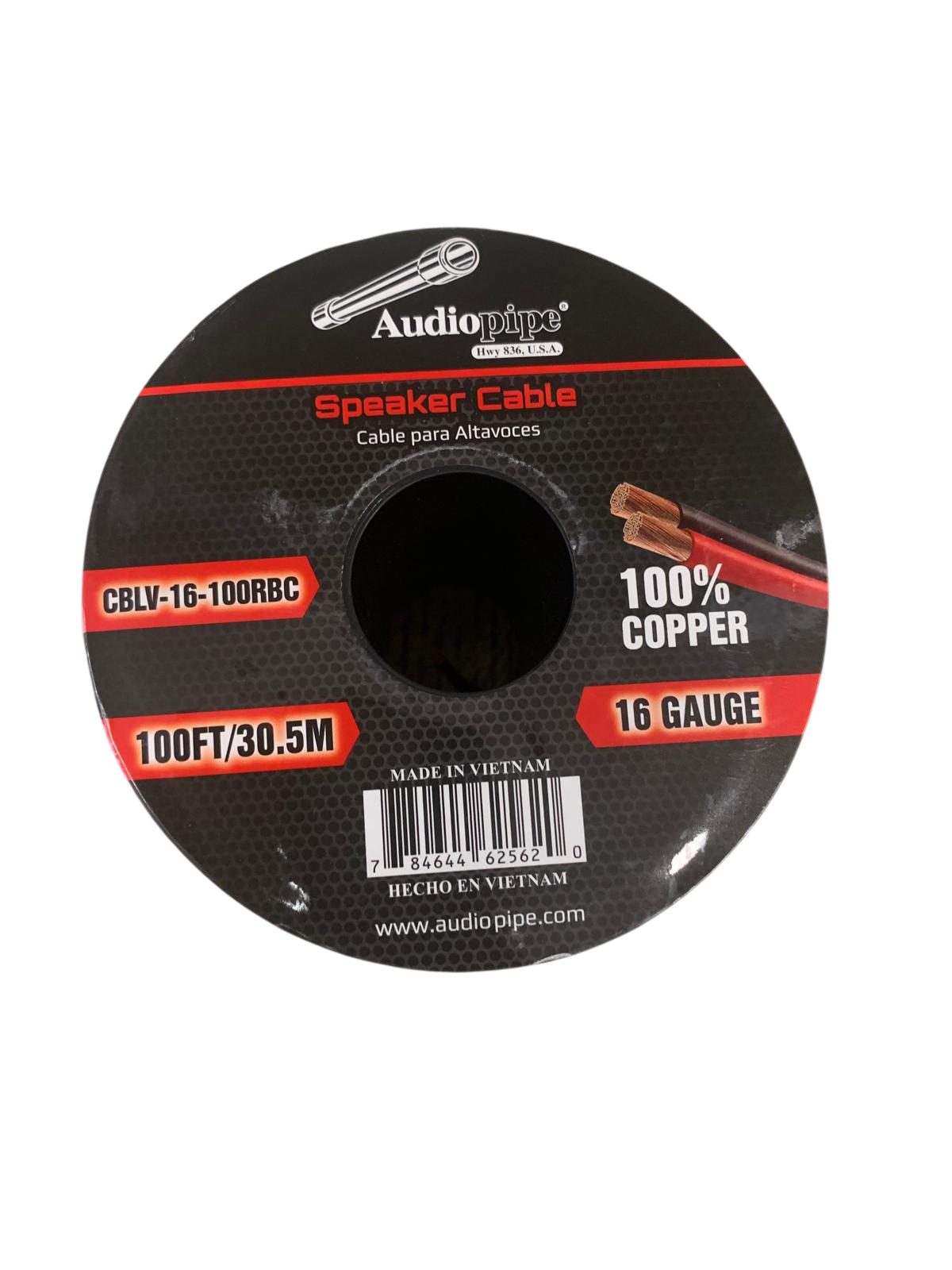 Audiopipe CBLV-16-100RBC 100% Copper 16 Gauge Speaker Wire 100FT Audiopipe