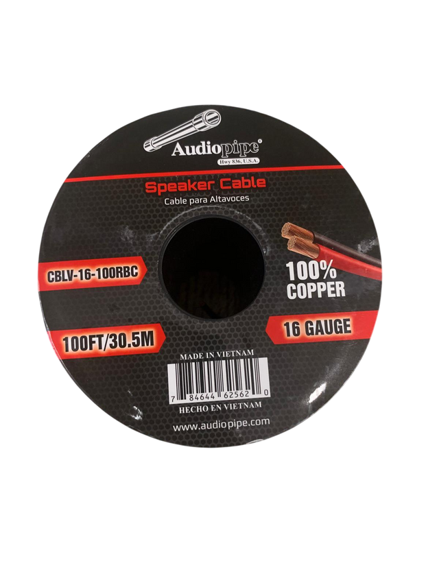 Audiopipe CBLV-16-100RBC 100% Copper 16 Gauge Speaker Wire 100FT Audiopipe
