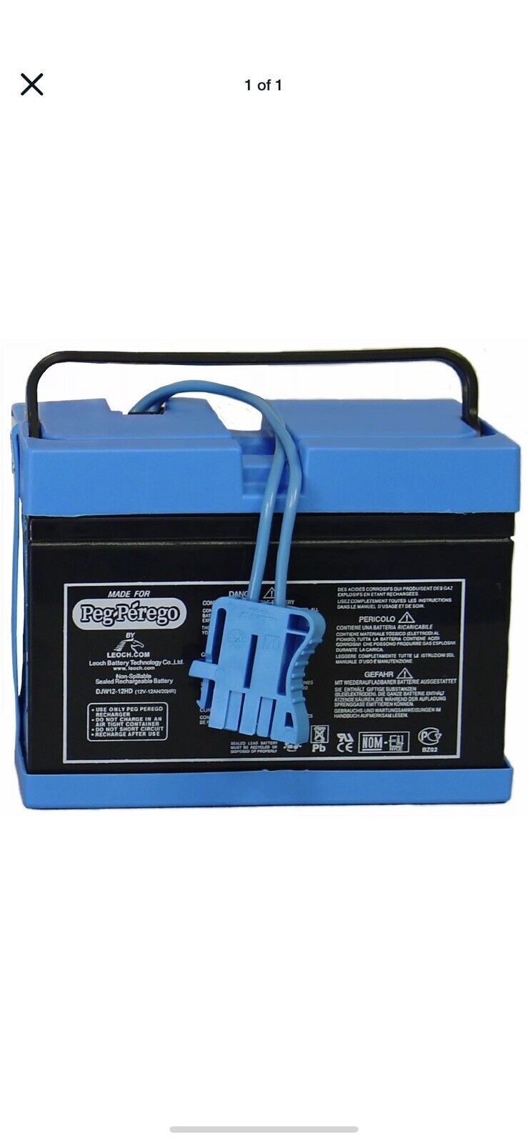 Authentic Peg Perego 12V Battery Replacement - Model IAKB0501