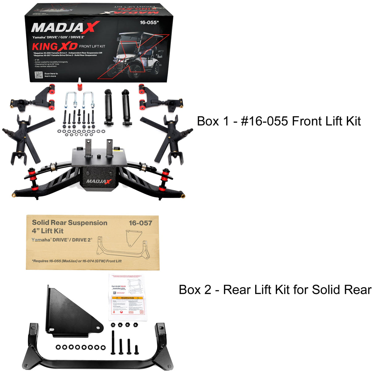 Madjax 4" King XD Lift Kit for Yamaha G29/Drive/Drive2 with Solid rear axle