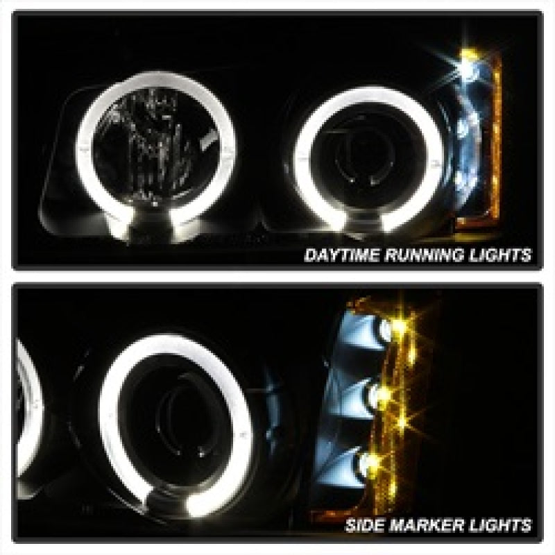 Spyder Chevy Silverado 1500 03-06 Projector LED Halo LED Amber Reflector Blk PRO-YD-CS03-AM-BK