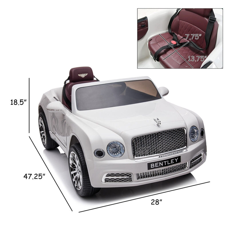 Bentley Mulsanne Licensed Electric Ride On Car for Kids - White