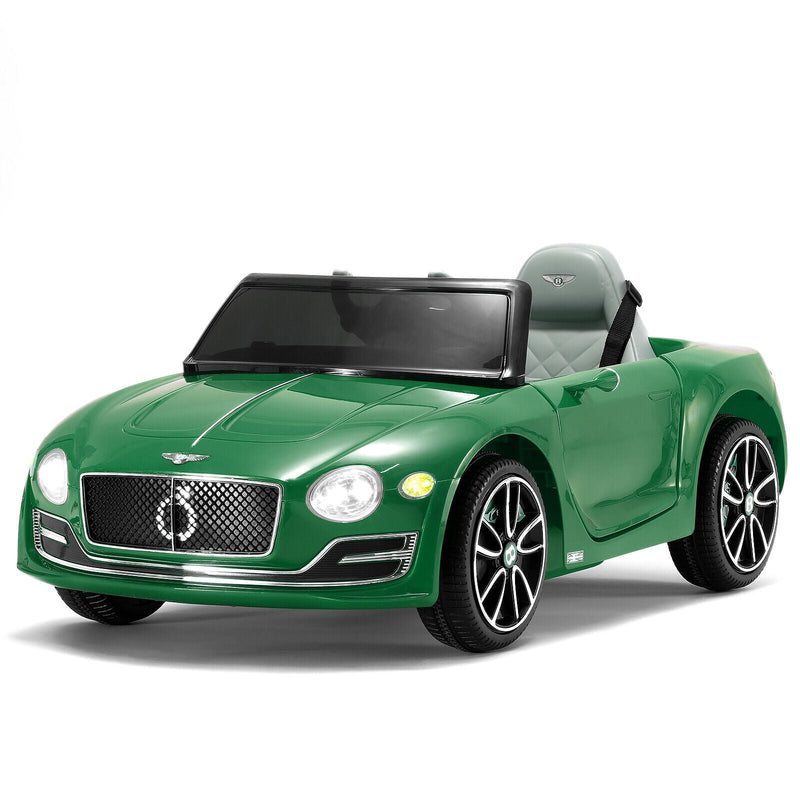 Bentley Style 12V Electric Ride-On Toy Car with Remote Control and LED Lights - Green