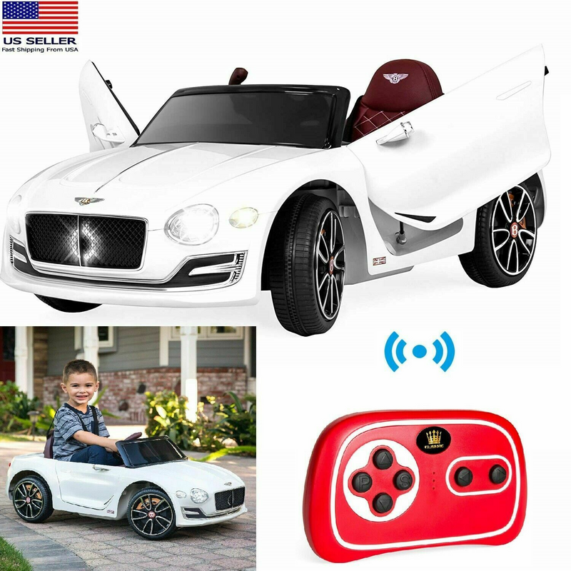 Bentley Style 12V Kids Ride On Car with Remote Control - Black/White