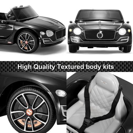 BENTLEY Style 12V Kids Ride-On Car with Remote Control, LED Lights, and MP3 Player