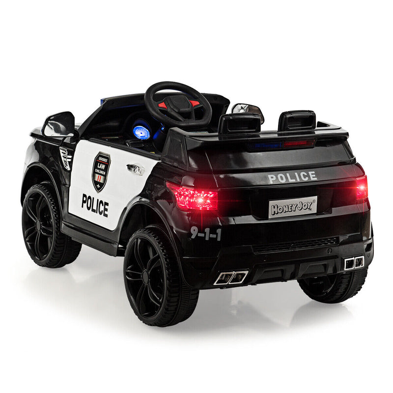 Black 12V Electric Ride-On Toy Car for Kids with Remote Control and Music