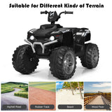 Black 12V Kids ATV Quad Ride On Car with LED Light and Music Toy