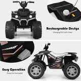 Black 12V Kids ATV Quad Ride On Car with LED Light and Music Toy