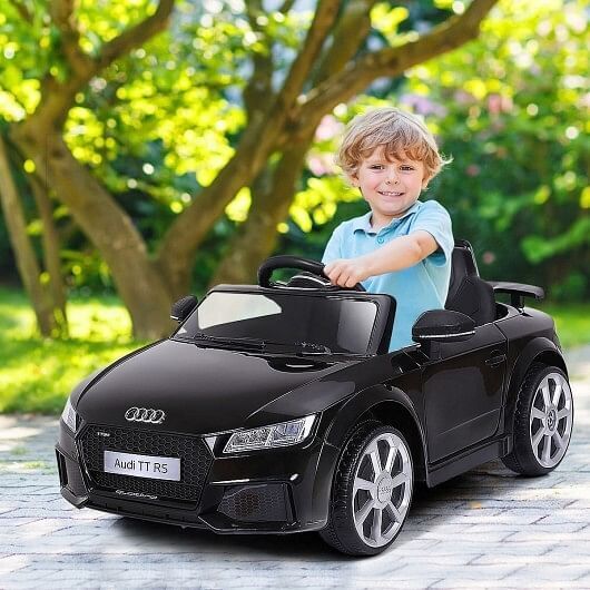 Black 12V Kids Electric Ride-On Car with Remote Control and Music Player