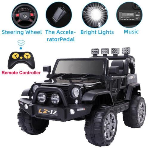 Black 12V Kids Ride-On Car with Parent Remote Control for Safe Play