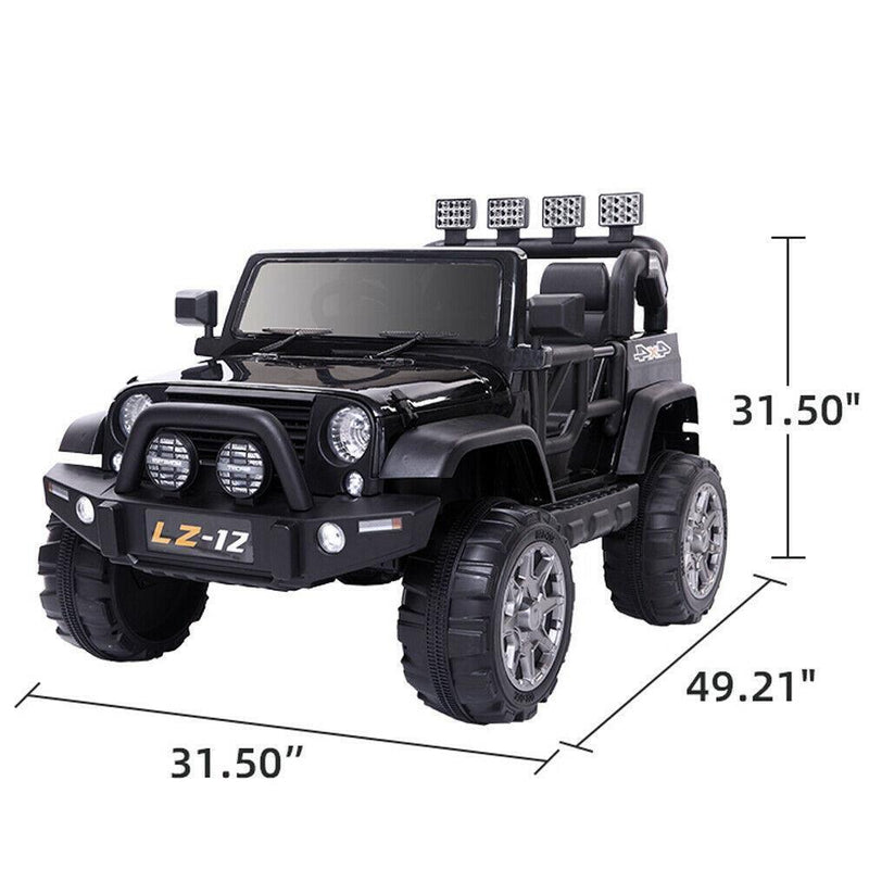 Black 12V Kids Ride-On Car with Parent Remote Control for Safe Play