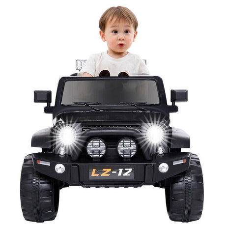 Black 12V Kids Ride-On Car with Parent Remote Control for Safe Play