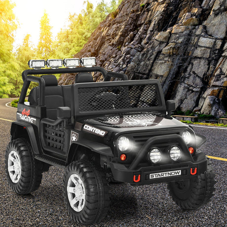 Black 12V Kids Ride On Truck with Remote Control & Lights - Electric Car for Endless Fun!