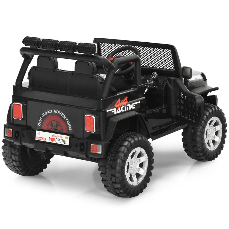Black 12V Kids Ride On Truck with Remote Control & Lights - Electric Car for Endless Fun!