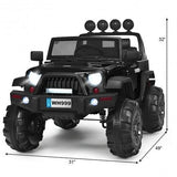 Black 12V Kids Ride On Truck with Remote Control and Double Magnetic Door
