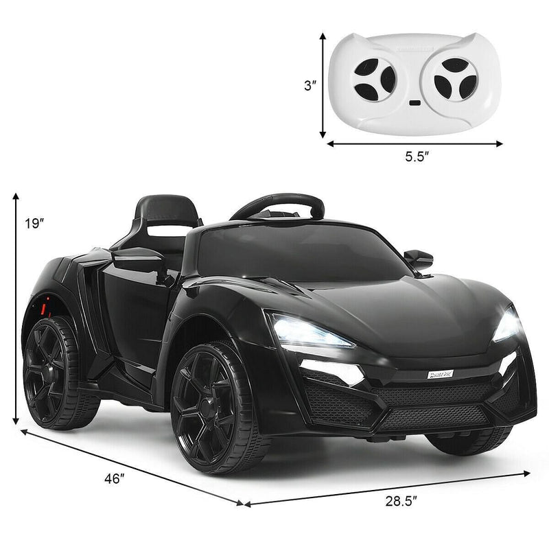 Black 2.4G RC Electric Vehicle with Lights - 12V