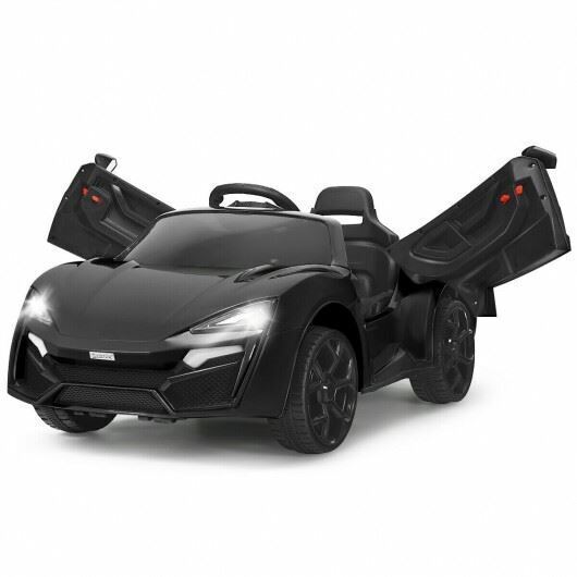 Black 2.4G RC Electric Vehicle with Lights - 12V Power