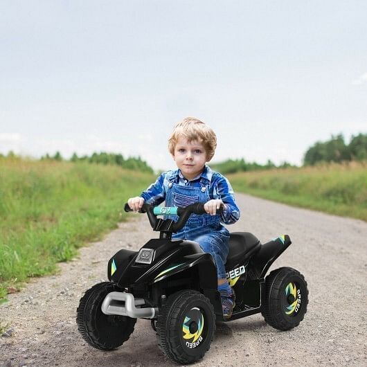 Black 6V Electric ATV Ride-On Toy for Kids with 4 Wheels