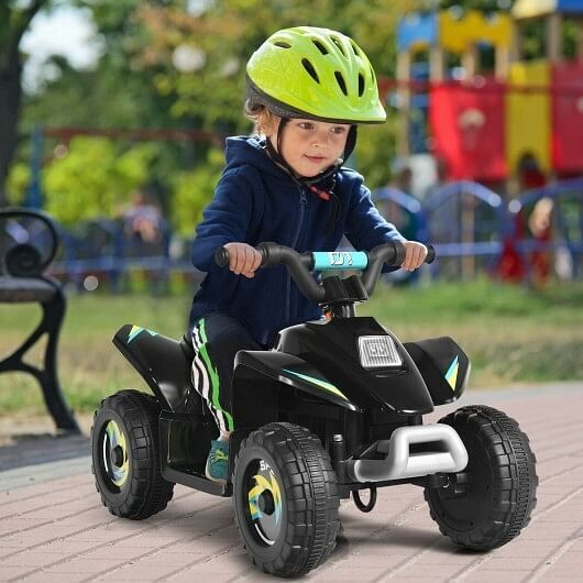 Black 6V Electric ATV Ride-On Toy for Kids with 4 Wheels
