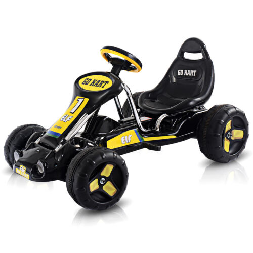 Black Babyjoy Go Kart Kids Ride On Car - Pedal Powered 4 Wheel Racer Toy
