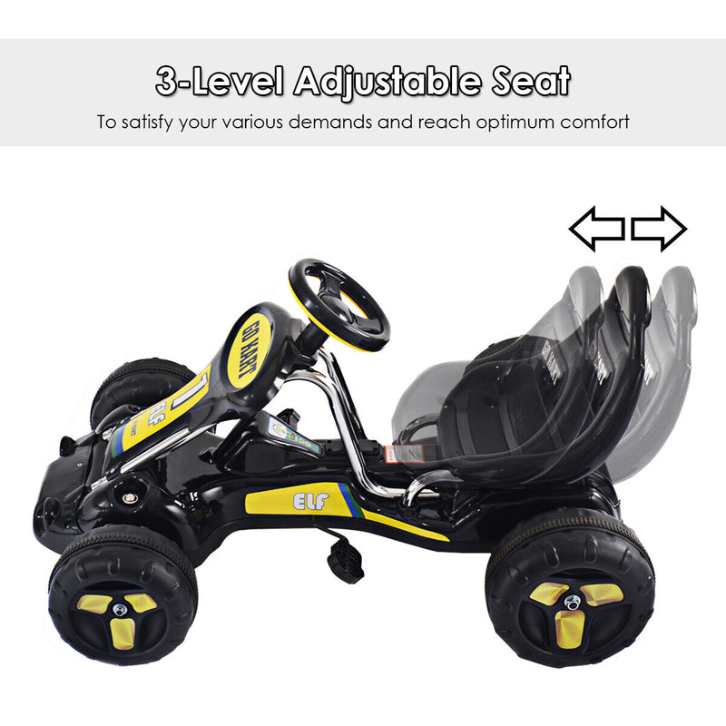 Black Babyjoy Go Kart Kids Ride On Car - Pedal Powered 4 Wheel Racer Toy