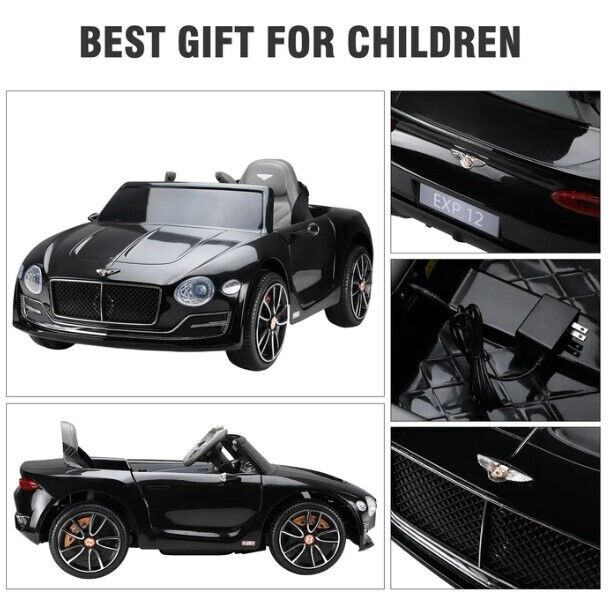 Black Bentley 12V Ride-On Car with Parental Remote Control - 2 Speeds for Ages 3-6